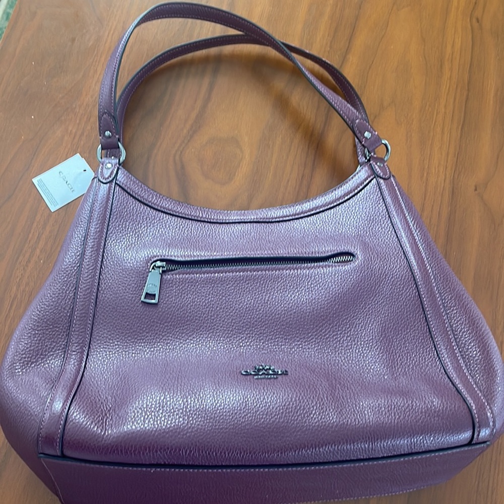 Purple pebble leather Kristy Shoulder bag. Never worn or used, tags still on.